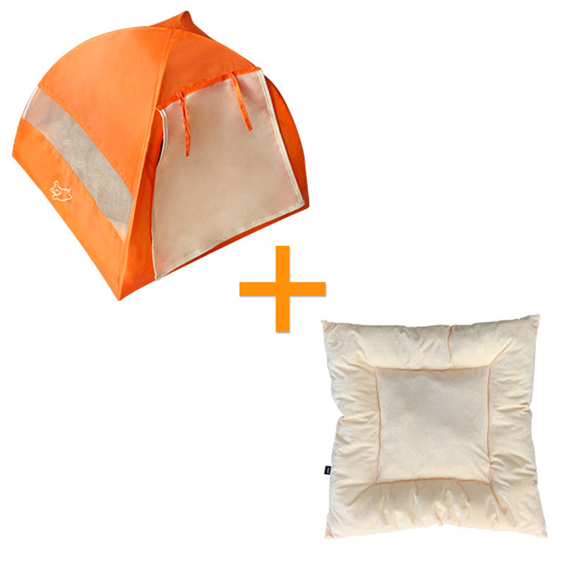 KFX-7760317 Portable Outdoor Pet Tent with Breathable Design and Cushion, Orange, Small Size