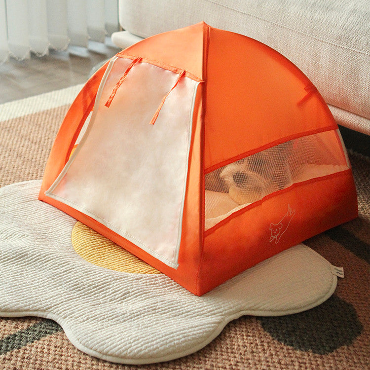 KFX-7760317 Portable Outdoor Pet Tent with Breathable Design and Cushion, Orange, Small Size