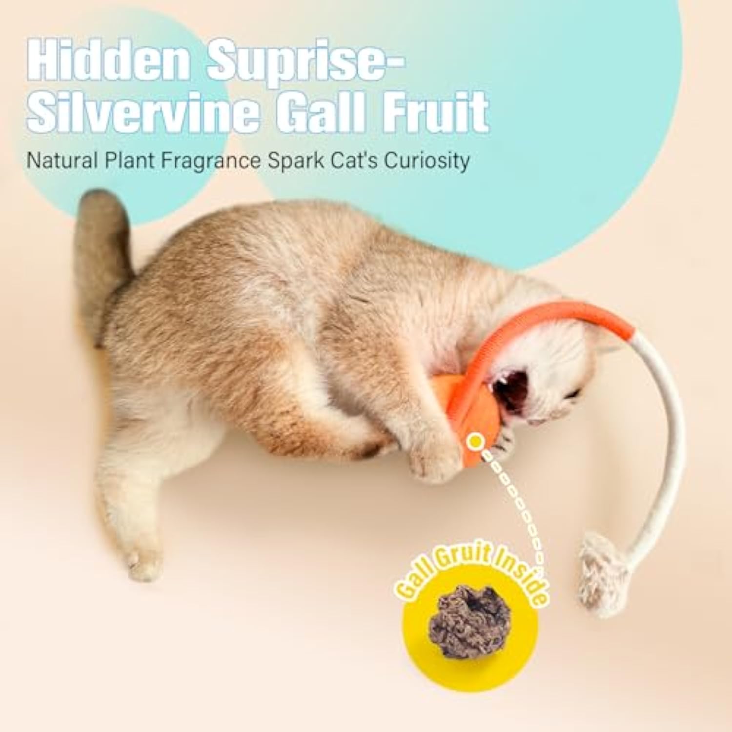 KFX-7762749 Dental Sisal Rope Cat Chew Toy with Silvervine and Catnip for Indoor Cats