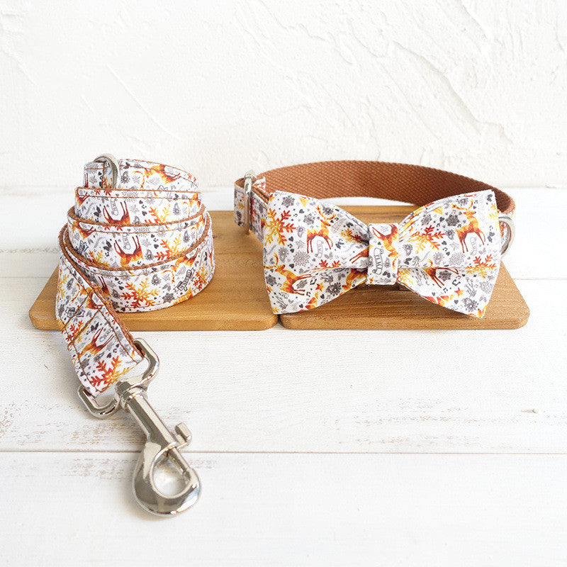 KFX-7763517 Golden Christmas Pet Bow - Polyester Bowknot for Dogs and Cats (XS to XL)