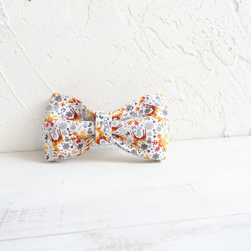 KFX-7763517 Golden Christmas Pet Bow - Polyester Bowknot for Dogs and Cats (XS to XL)