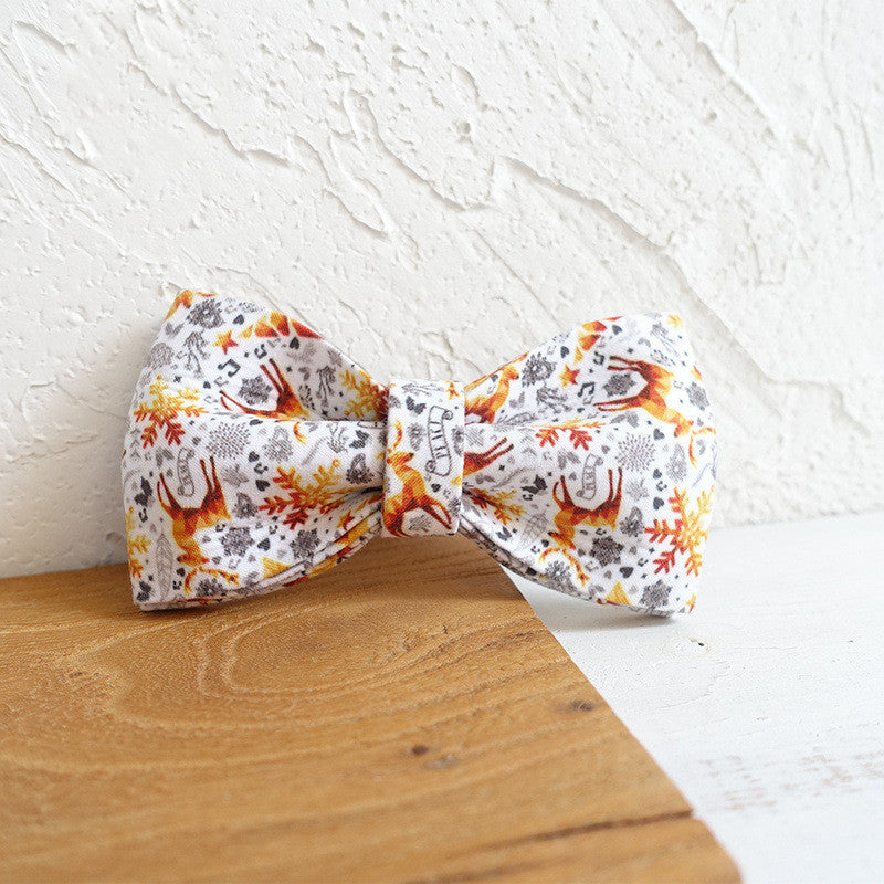 KFX-7763517 Golden Christmas Pet Bow - Polyester Bowknot for Dogs and Cats (XS to XL)