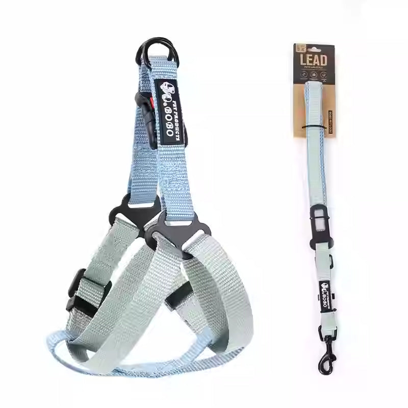 KFX-7763901 Adjustable Nylon Dog Harness with Holding Rope - Multiple Color Options