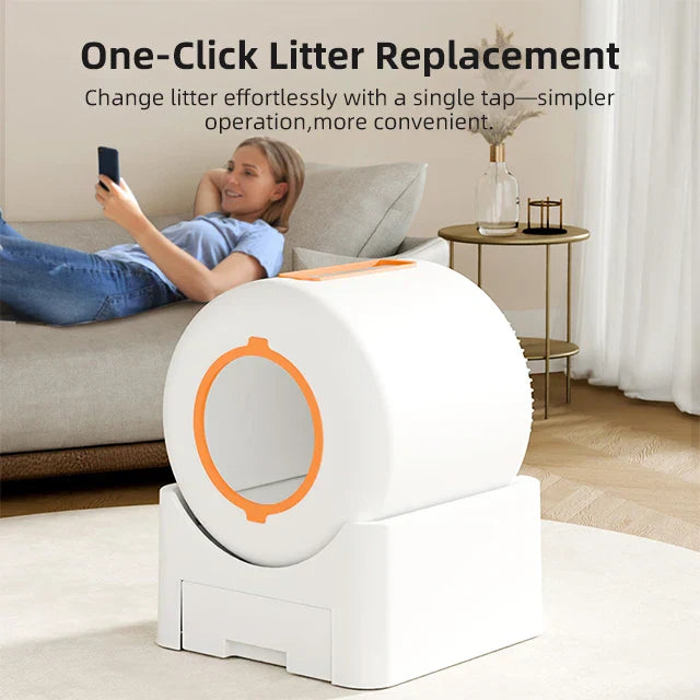 KFX-776467 Smart Automatic Cat Litter Box with Self-Cleaning Function and 64L Capacity