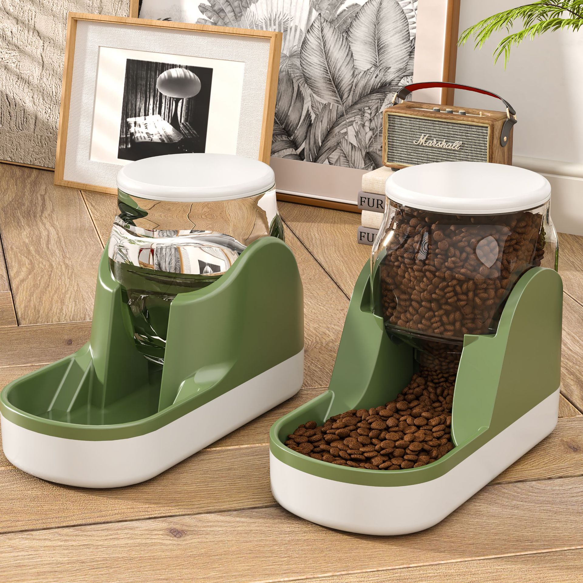 KFX-7765053 Automatic Cat Water Fountain and Dog Food Dispenser with Large Capacity for Convenient Feeding
