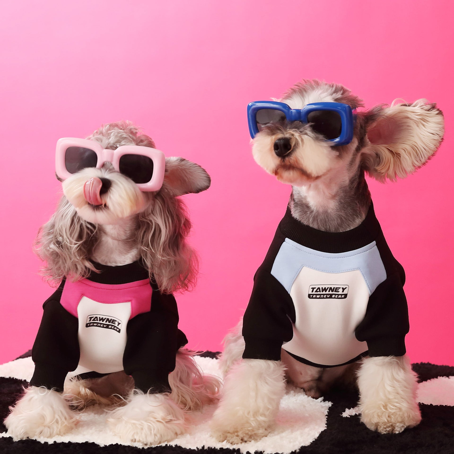 KFX-7766333 Cozy Cotton Zipper Pullover Sweater for Dogs in Pink and Blue