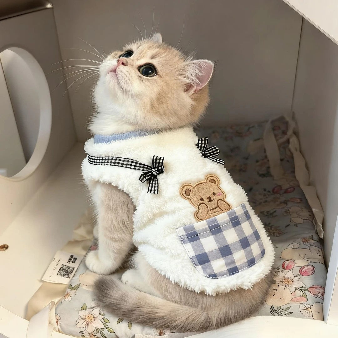 KFX-7766845 Warm Fleece Cat Clothing for Autumn and Winter – Anti-Shedding, Unisex, Various Sizes and Colors