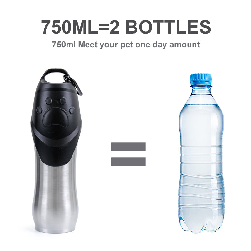 KFX-7767101 Stainless Steel Pet Water Bottle with Multiple Size Options - 350ml, 600ml, 750ml
