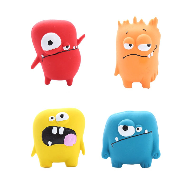 KFX-7767613 Vocalization Bite Molar Dog Toy in Assorted Monster Designs - Durable Latex for Chewing Fun