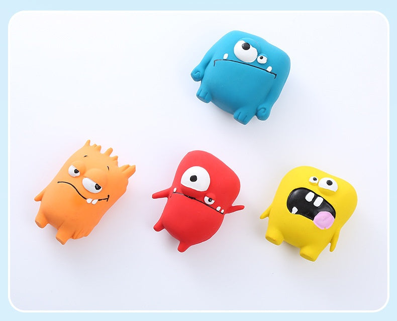 KFX-7767613 Vocalization Bite Molar Dog Toy in Assorted Monster Designs - Durable Latex for Chewing Fun
