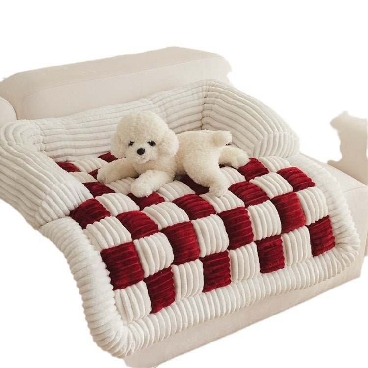 KFX-7767869 Cozy Chessboard Pattern Pet Pad for Autumn and Winter - Available in Multiple Sizes