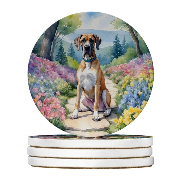 KFX-7768509 Silky Terrier Absorbent Sandstone Coasters - Set of 4 with Cork Backing for Home Decor