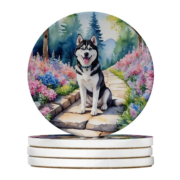 KFX-7768509 Silky Terrier Absorbent Sandstone Coasters - Set of 4 with Cork Backing for Home Decor