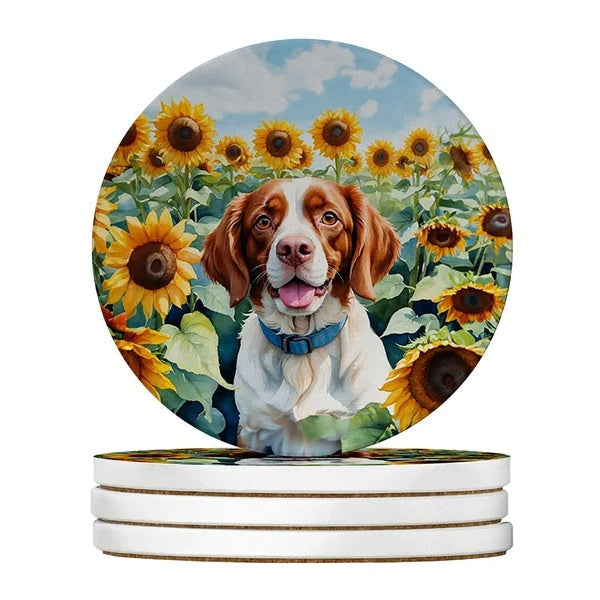 KFX-7768509 Silky Terrier Absorbent Sandstone Coasters - Set of 4 with Cork Backing for Home Decor