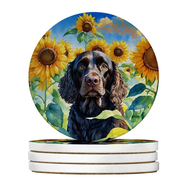 KFX-7768509 Silky Terrier Absorbent Sandstone Coasters - Set of 4 with Cork Backing for Home Decor