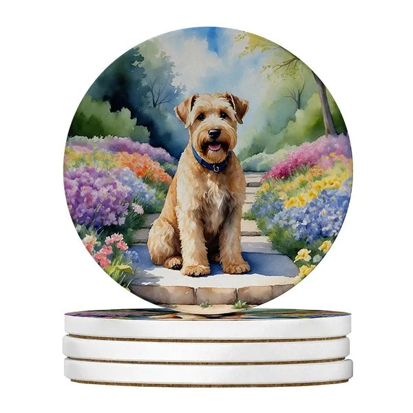 KFX-7768509 Silky Terrier Absorbent Sandstone Coasters - Set of 4 with Cork Backing for Home Decor