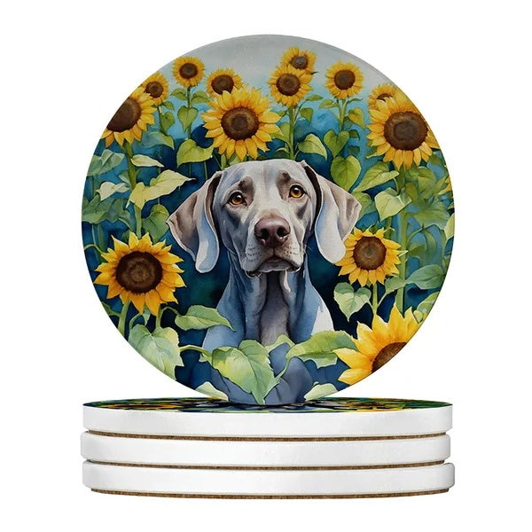 KFX-7768509 Silky Terrier Absorbent Sandstone Coasters - Set of 4 with Cork Backing for Home Decor