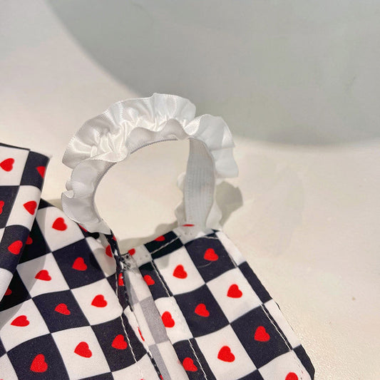 KFX-7768637 Bichon Fashion Black and White Checkerboard Spring-Summer Skirt for Pets