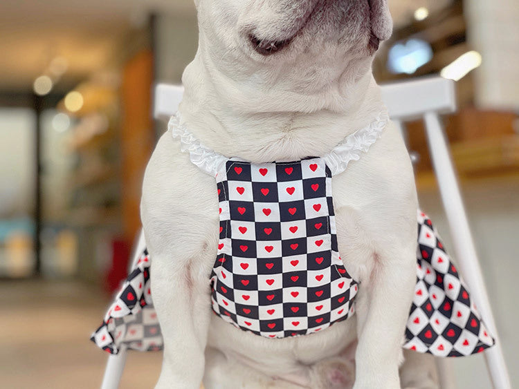 KFX-7768637 Bichon Fashion Black and White Checkerboard Spring-Summer Skirt for Pets