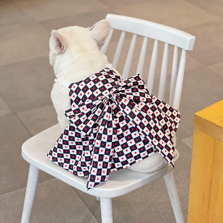 KFX-7768637 Bichon Fashion Black and White Checkerboard Spring-Summer Skirt for Pets