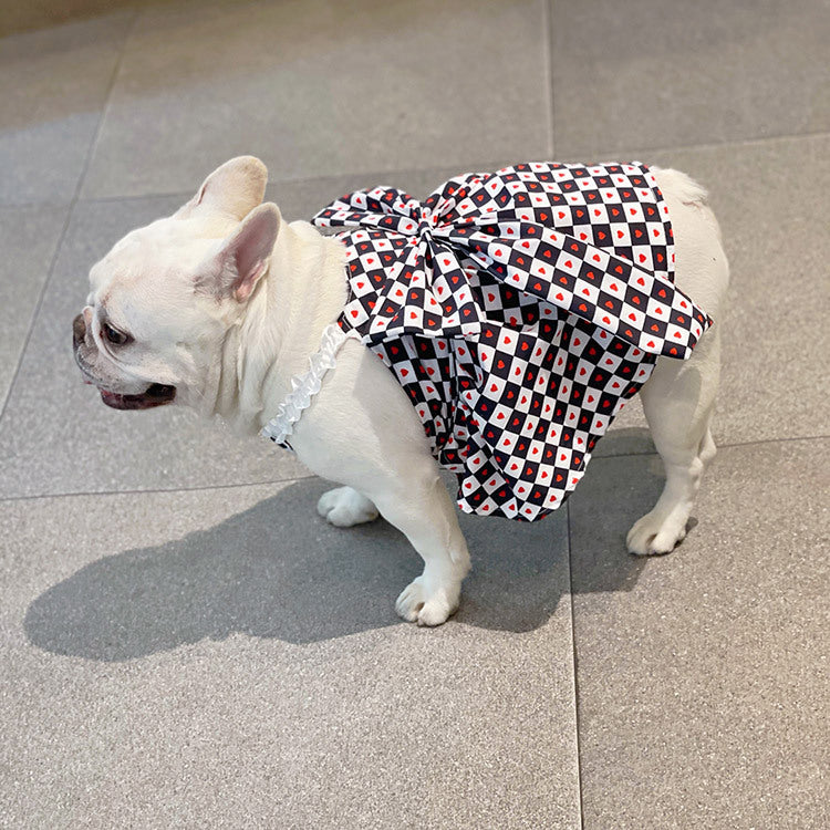 KFX-7768637 Bichon Fashion Black and White Checkerboard Spring-Summer Skirt for Pets