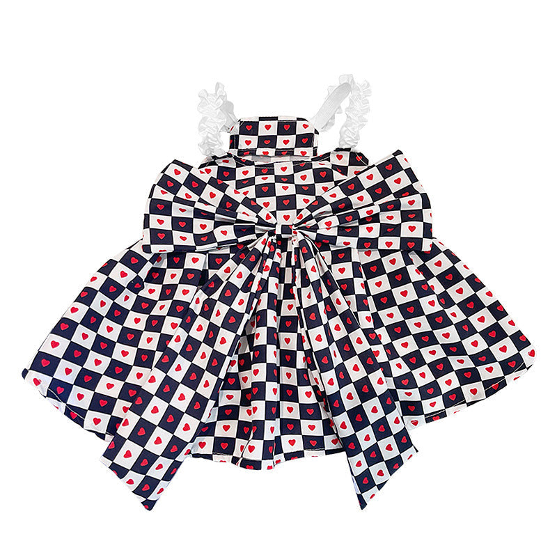 KFX-7768637 Bichon Fashion Black and White Checkerboard Spring-Summer Skirt for Pets