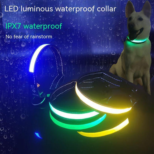 KFX-7769021 Reflective LED Dog Collar with Multiple Color Options and Adjustable Sizes