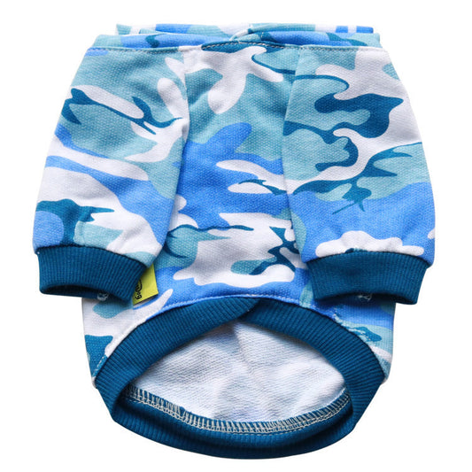 KFX-7769405 Cotton Camouflage Hooded Sweater for Dogs in Blue, Green, and Pink
