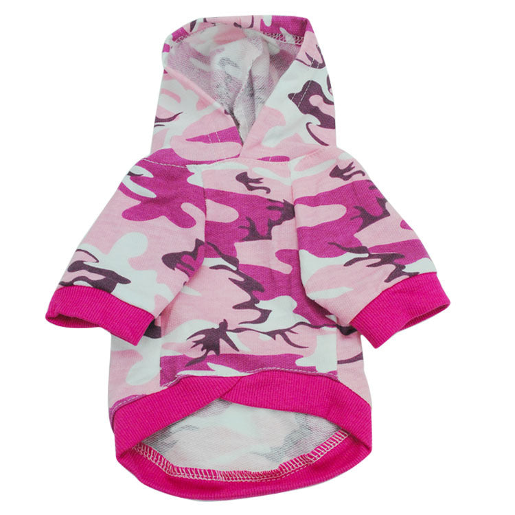 KFX-7769405 Cotton Camouflage Hooded Sweater for Dogs in Blue, Green, and Pink