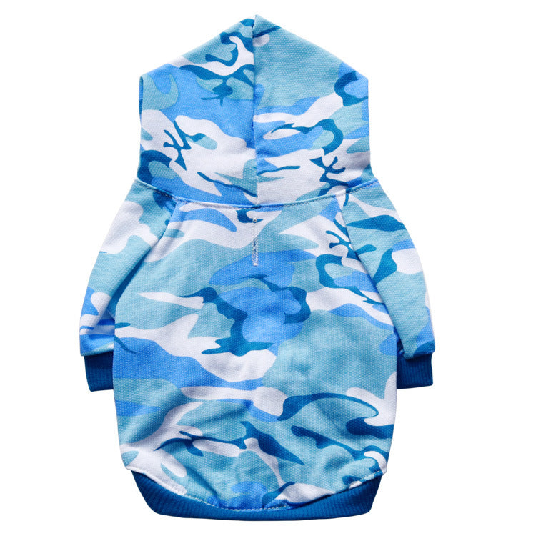 KFX-7769405 Cotton Camouflage Hooded Sweater for Dogs in Blue, Green, and Pink