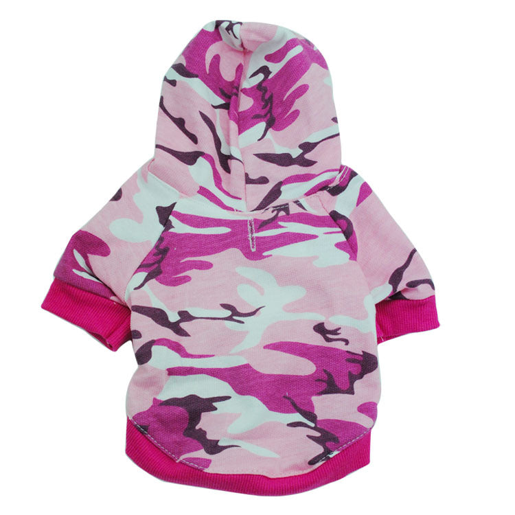 KFX-7769405 Cotton Camouflage Hooded Sweater for Dogs in Blue, Green, and Pink