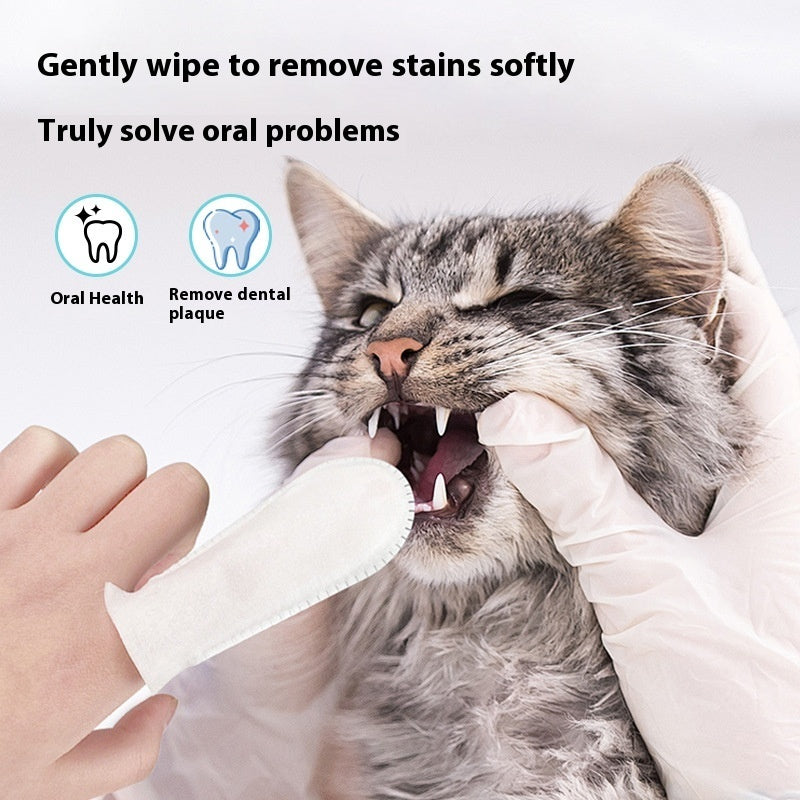 KFX-7769661 Pet Dental Finger Cots for Cats and Dogs - 50 Pack, Non-Woven Fabric Oral Care Solution