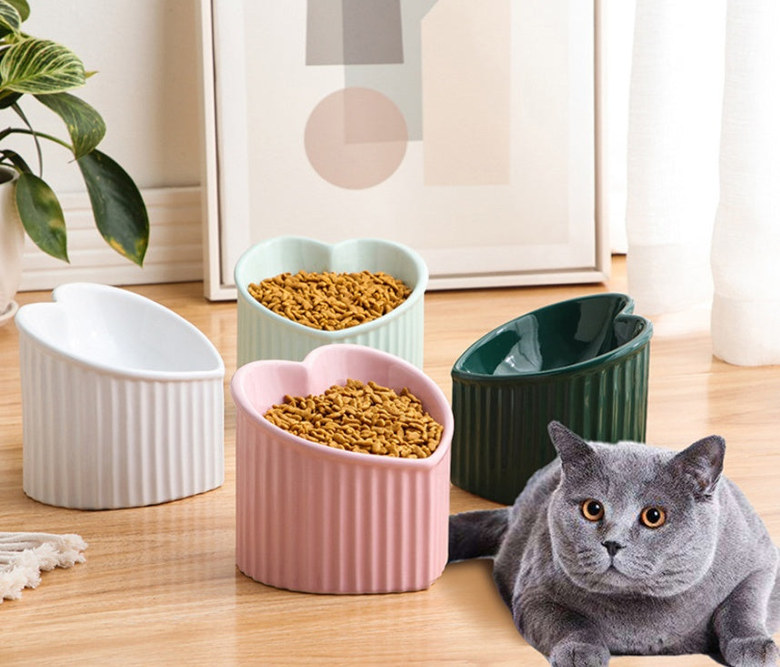 KFX-7772989 Ceramic Pet Bowl with Inclined Design for Healthier Feeding, Dishwasher & Microwave Safe