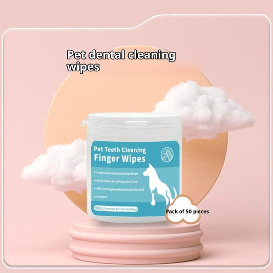 KFX-7773245 Pet Cleaning Essentials: Thickened Dental Finger Cots & Ear Wipes Set, 50 Pieces Each
