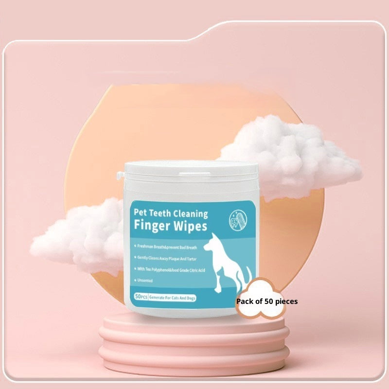 KFX-7773245 Pet Cleaning Essentials: Thickened Dental Finger Cots & Ear Wipes Set, 50 Pieces Each