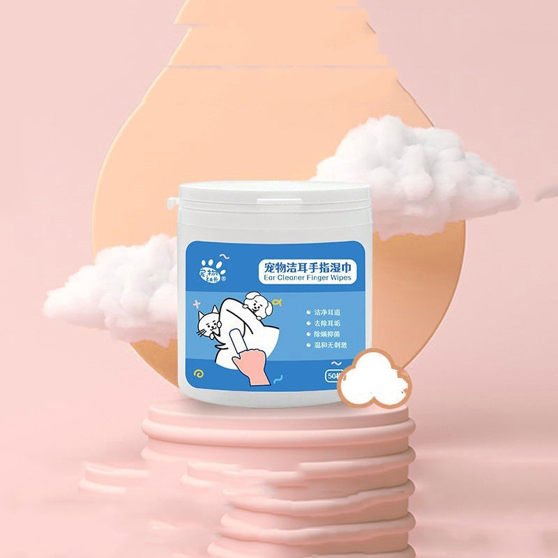 KFX-7773245 Pet Cleaning Essentials: Thickened Dental Finger Cots & Ear Wipes Set, 50 Pieces Each