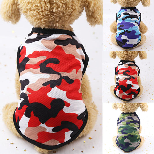KFX-7773373 Multicolor Printed Mesh Camouflage Cartoon Dog Vest with Casual Style
