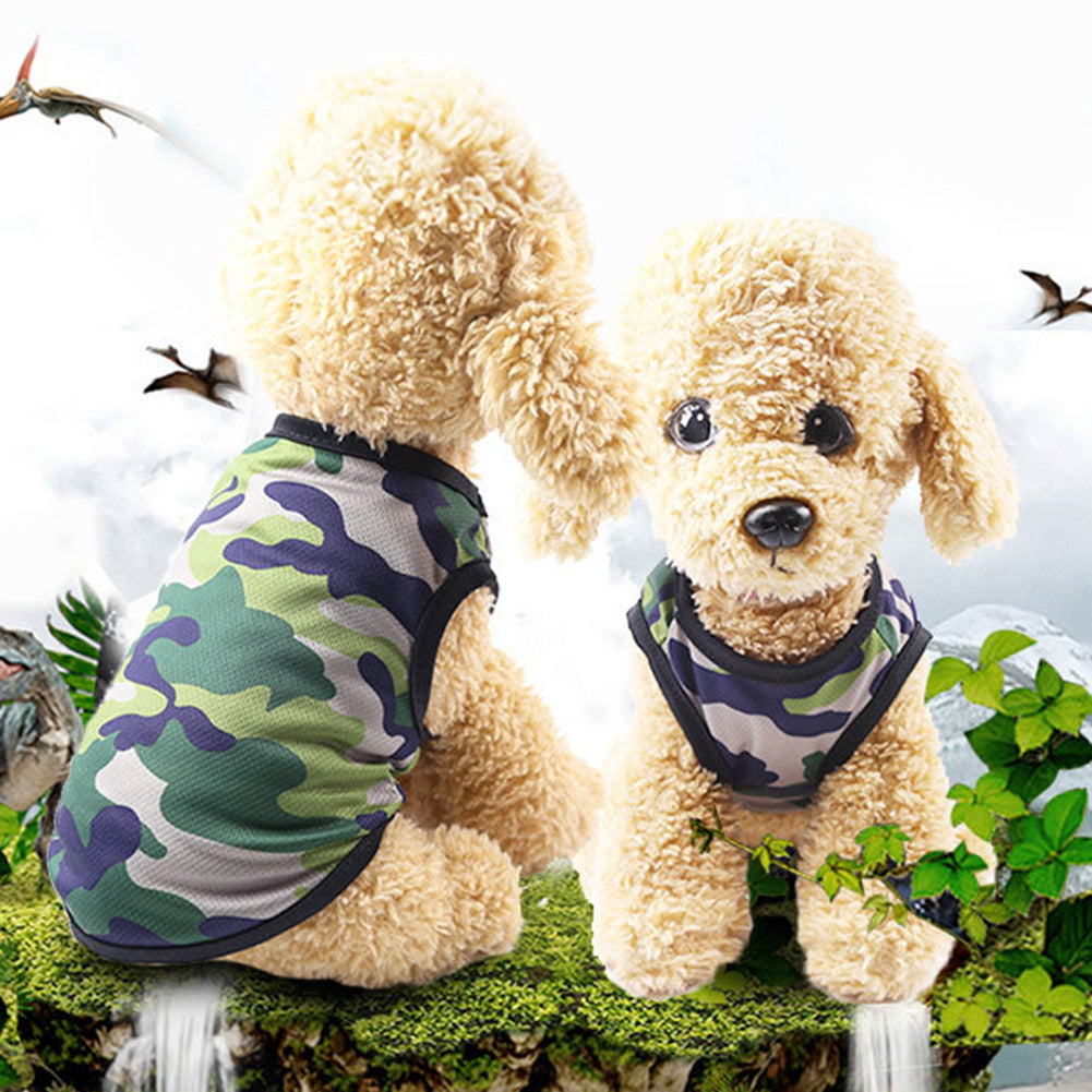 KFX-7773373 Multicolor Printed Mesh Camouflage Cartoon Dog Vest with Casual Style