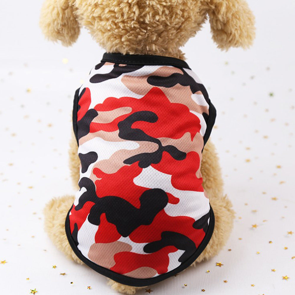 KFX-7773373 Multicolor Printed Mesh Camouflage Cartoon Dog Vest with Casual Style