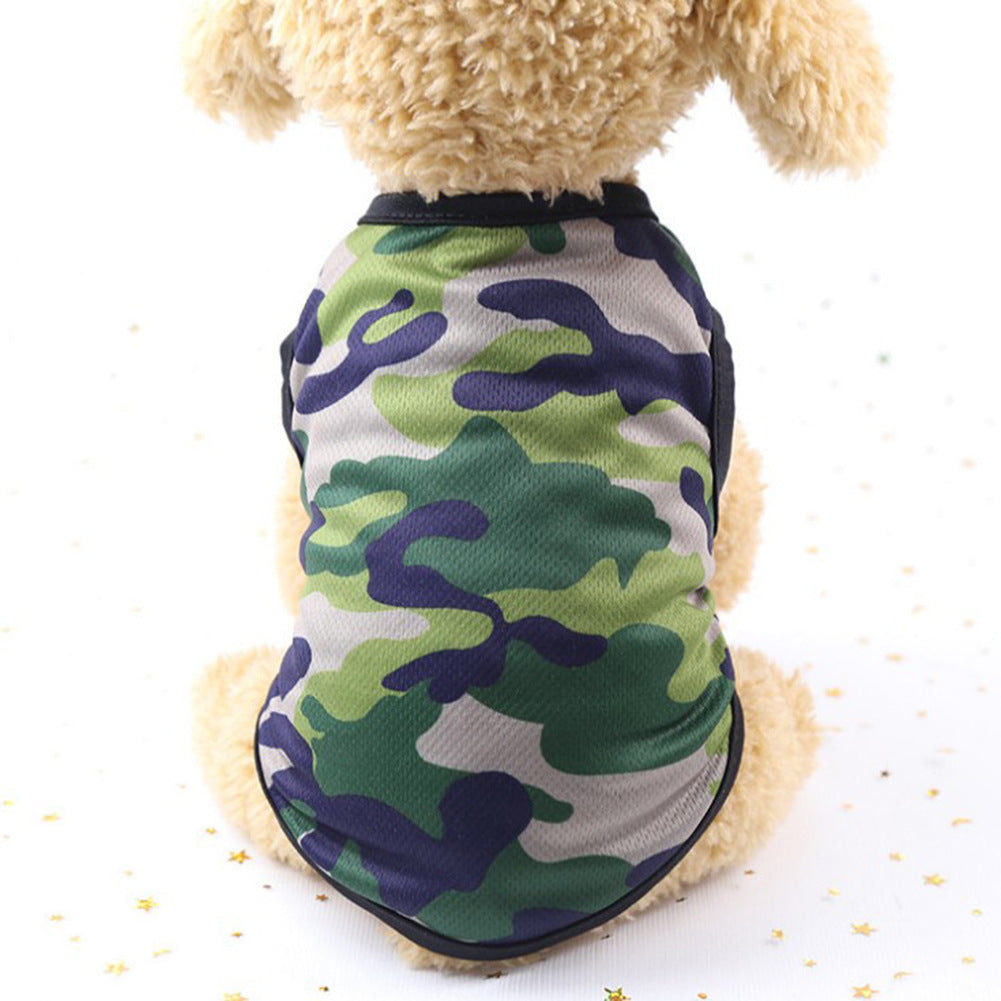 KFX-7773373 Multicolor Printed Mesh Camouflage Cartoon Dog Vest with Casual Style