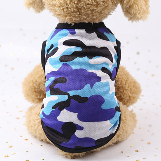 KFX-7773373 Multicolor Printed Mesh Camouflage Cartoon Dog Vest with Casual Style
