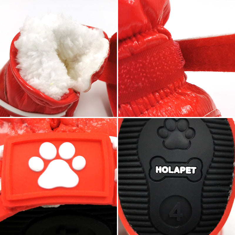 KFX-7773629 Waterproof Cotton Dog Boots for Winter - Non-Slip, Warm, and Wear-Resistant Footwear