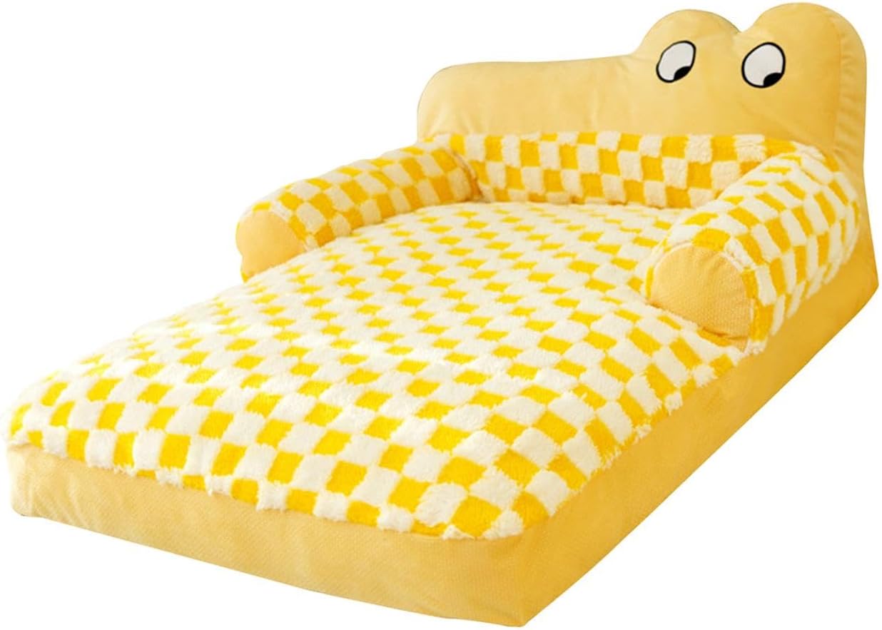 KFX-7774269 Washable Plush Dog Sofa Bed with Antislip Base for Cats and Small Dogs, Multiple Sizes Available