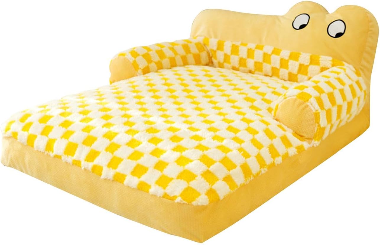 KFX-7774269 Washable Plush Dog Sofa Bed with Antislip Base for Cats and Small Dogs, Multiple Sizes Available