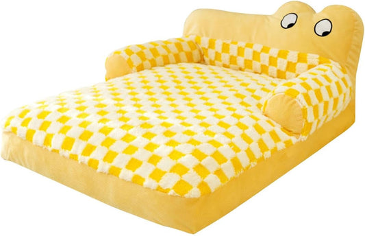 KFX-7774269 Washable Plush Dog Sofa Bed with Antislip Base for Cats and Small Dogs, Multiple Sizes Available