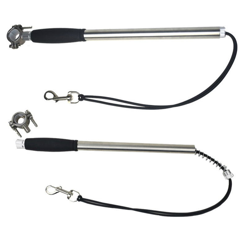 KFX-7776573 Hands-Free Dog Traction Rope for Bicycles - Adjustable Nylon Leash with Stainless Steel Handle, 44 cm Length, Stretches to 190 cm