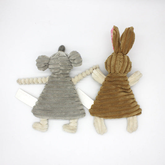 KFX-7777597 Two-Color Corduroy Mouse and Rabbit Pet Toy with Ringing Paper Sound for Dogs