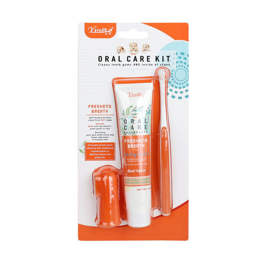 KFX-7778365 Pet Dog Fashion Cleaning Toothbrush Set in Vanilla, Beef, Cyan, and White