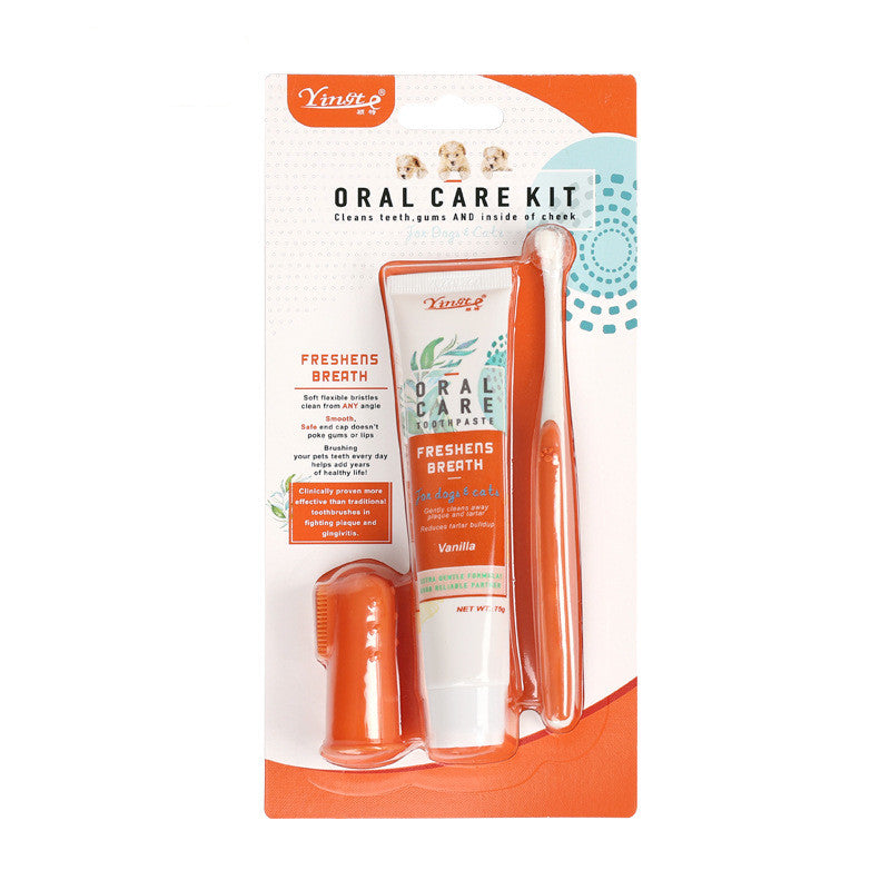 KFX-7778365 Pet Dog Fashion Cleaning Toothbrush Set in Vanilla, Beef, Cyan, and White