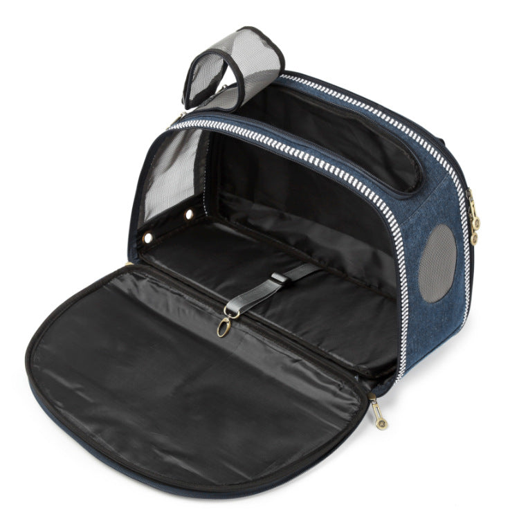KFX-7779005 Portable Japanese Style Pet Diaper Bag - Denim, Cartoon Pattern, Medium Hard, 43cm x 20cm x 30cm